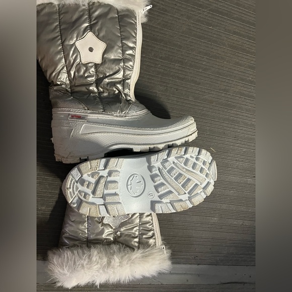 Silver Kid's Winter Boots with Faux Fur Trim - Picture 4 of 4